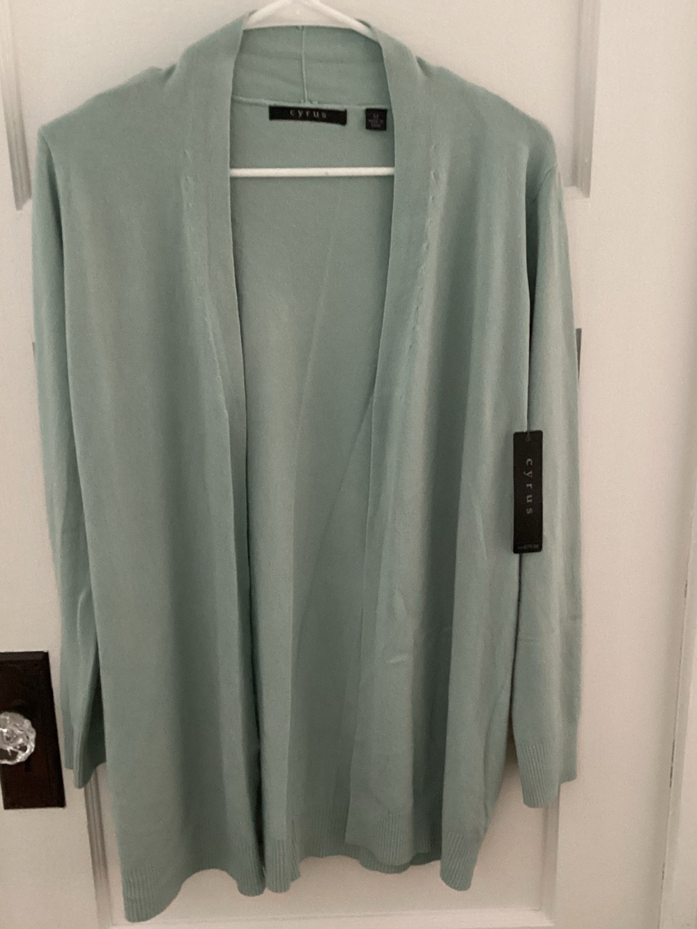 Cyrus Open-Front Cardigan in Soft Mint Size M
